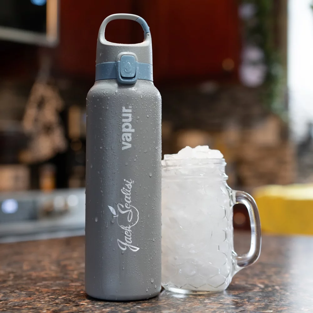 Vapur® Chill 20oz Insulated Water Bottle Graphite Grey with Blue Steel Trim