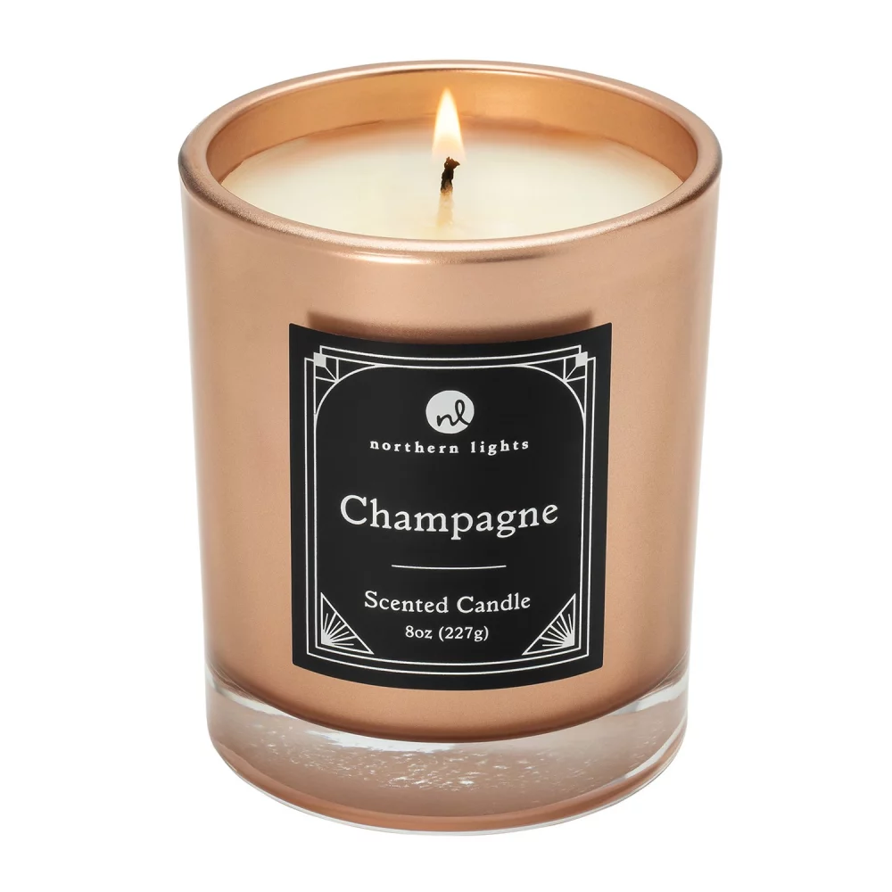 Ensemble cadeau allume-bougie rechargeable Zippo® Rose Gold et bougie de champagne de 8 oz