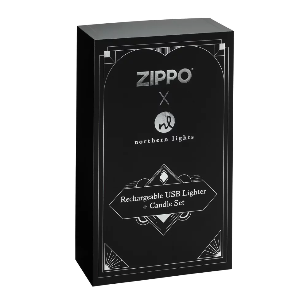 Ensemble cadeau Zippo® Champagne avec allume-bougie rechargeable et bougie de sapin baumier de 8 oz