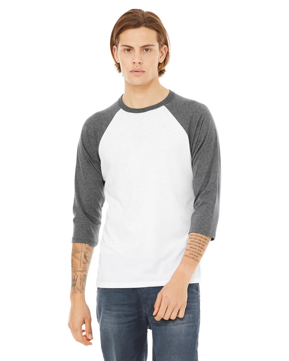 BELLA+CANVAS Unisex Three-Quarter Sleeve Baseball T-Shirt