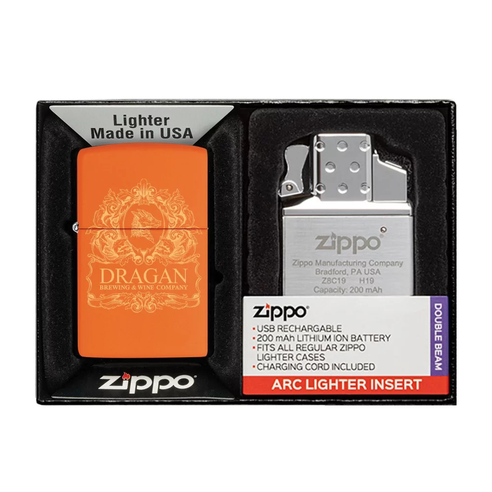 Ensemble cadeau comprenant un briquet Zippo® et un insert de briquet électrique rechargeable