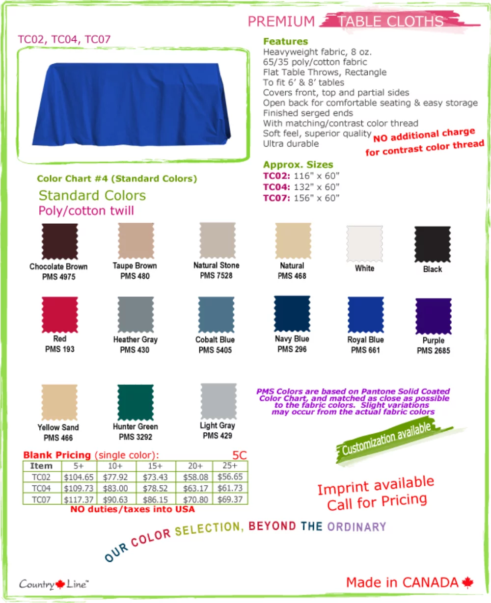 Canadian made Premium Table Cloth