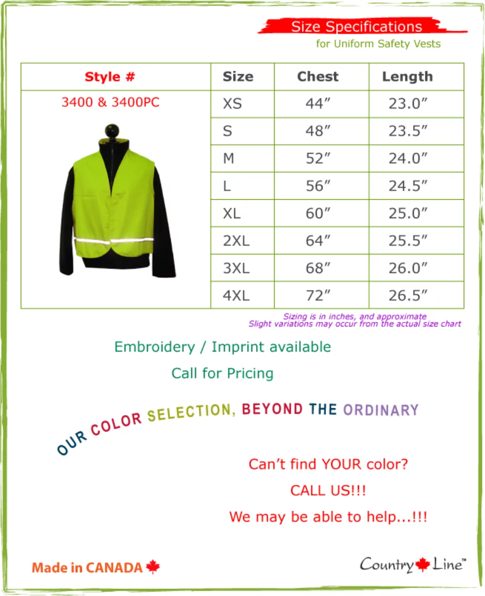 Gilets de sécurité uniformes de qualité supérieure fabriqués au Canada