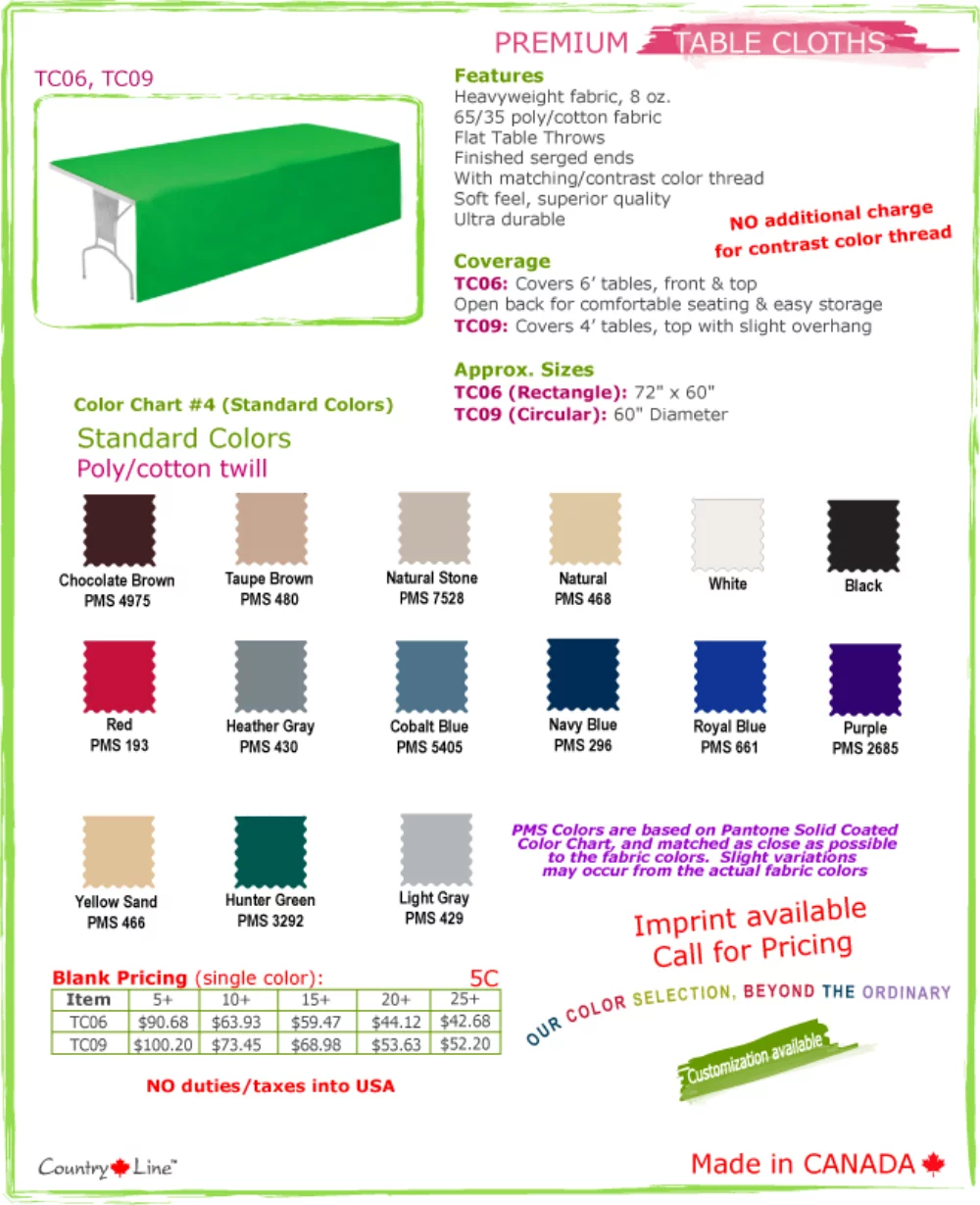 Canadian made Table Cloth