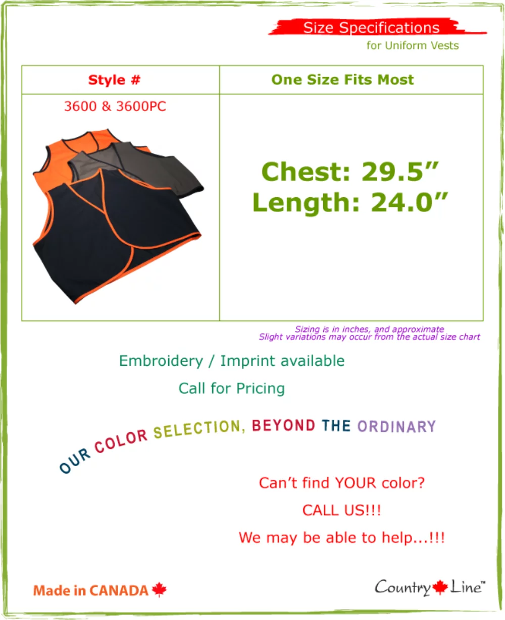 Canadian Made Budget Uniform Vests