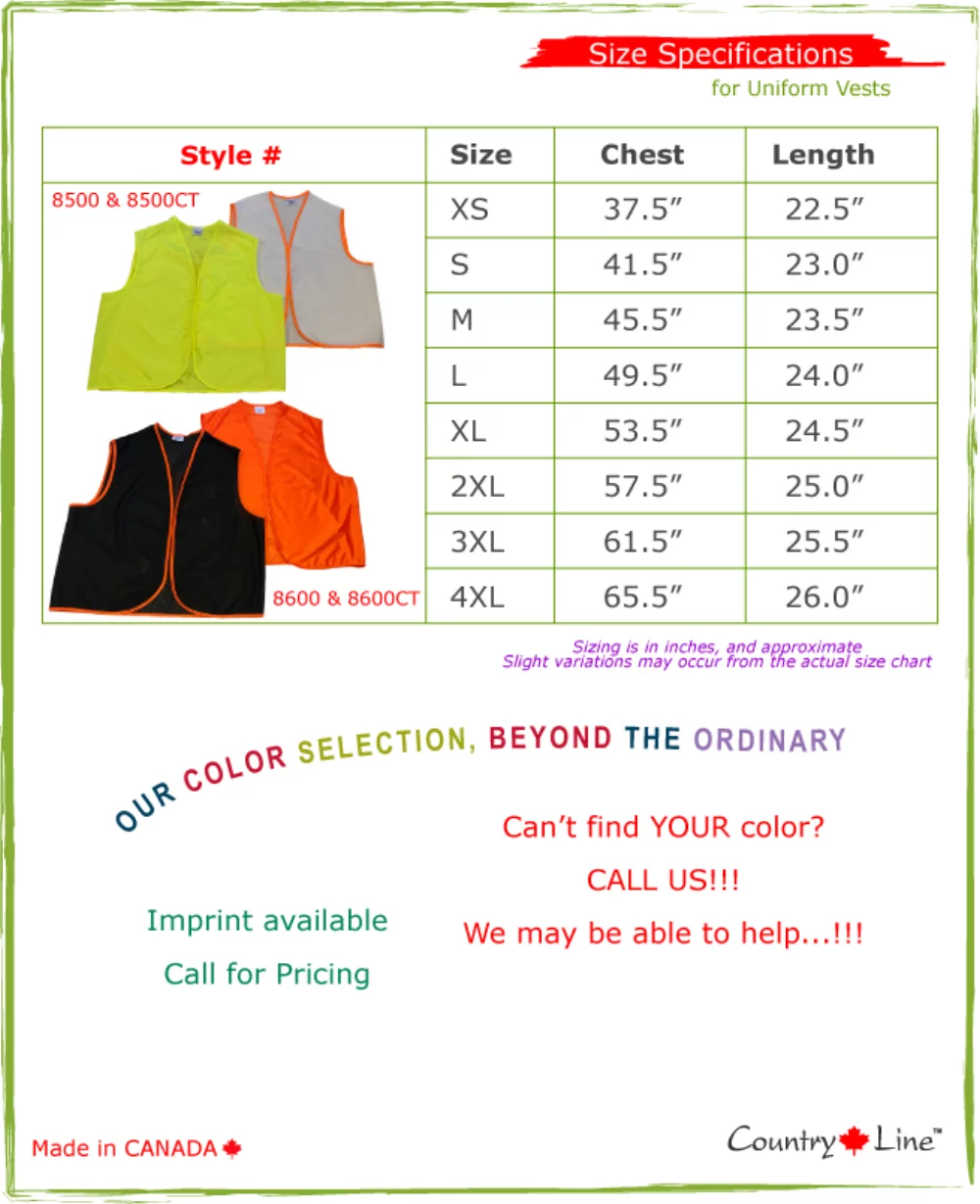 Canadian Made Premium water repellent Vests