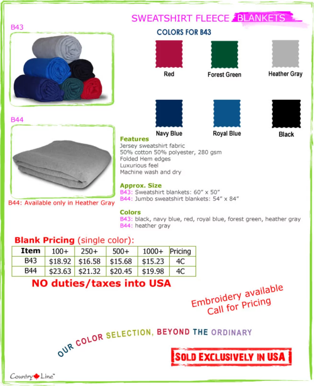Premium SWEATSHIRT Fleece Blankets