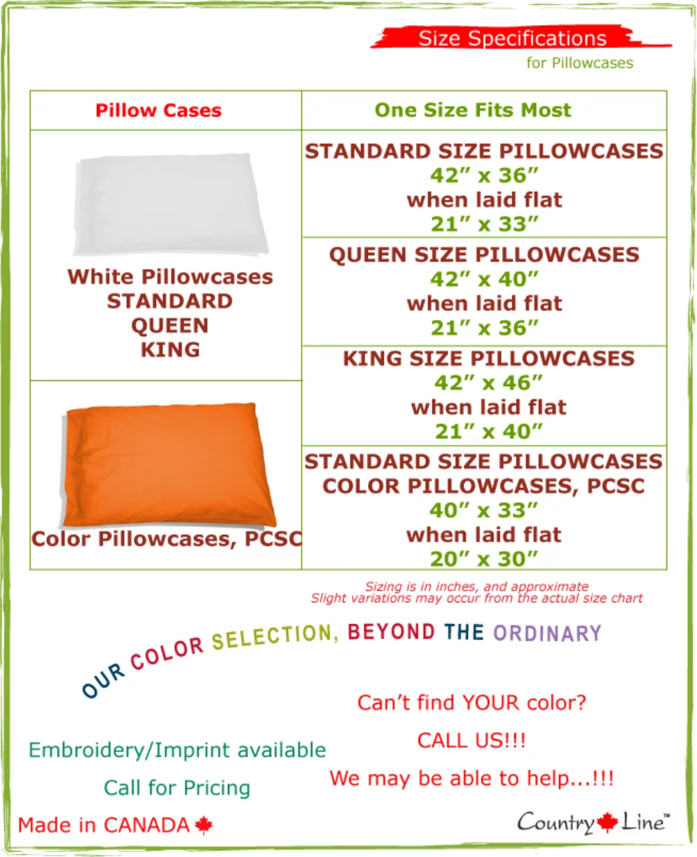 Taies d'oreiller de luxe de couleur fabriquées au Canada, taille standard