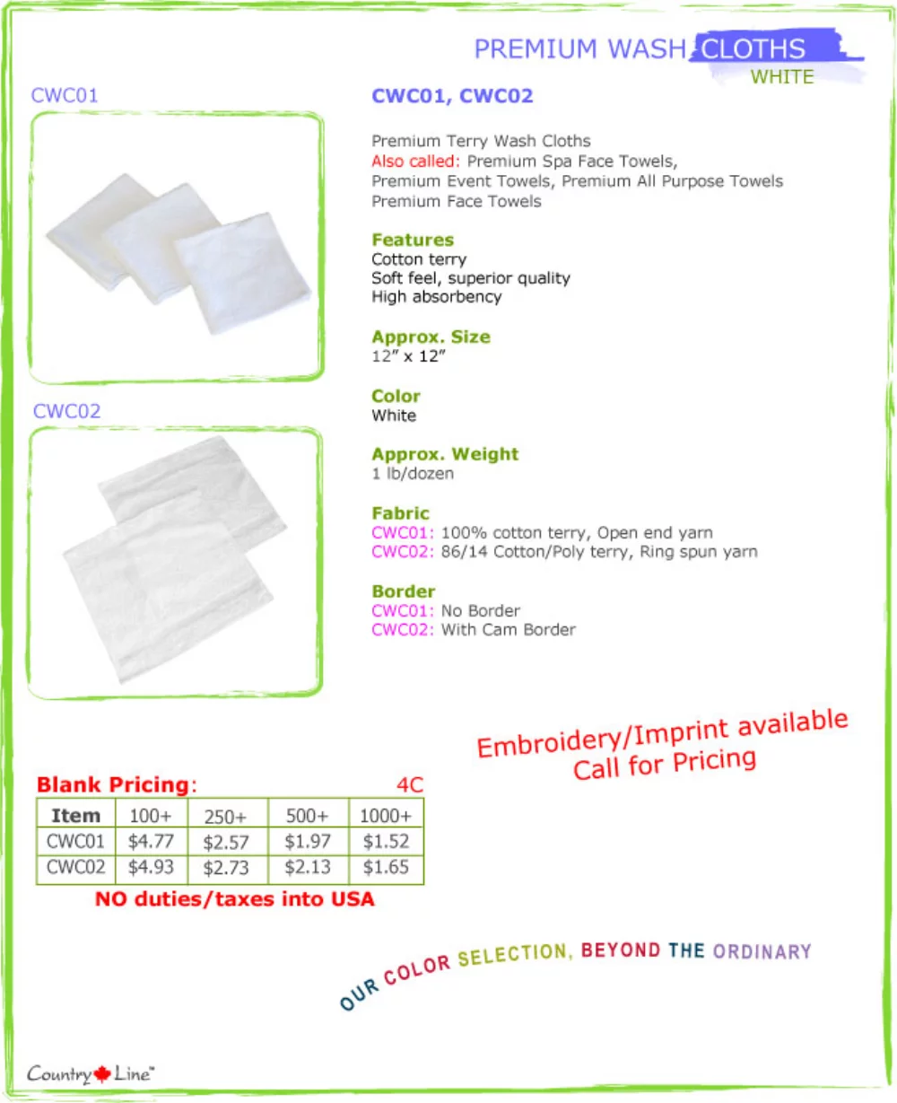 White Terry Face Towels