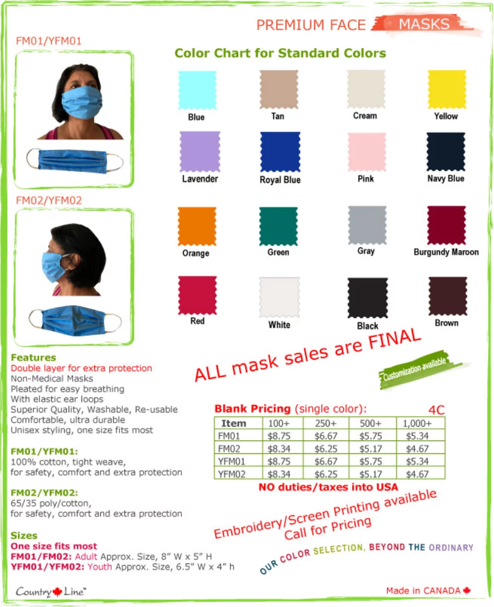 Masques faciaux de qualité premium fabriqués au Canada