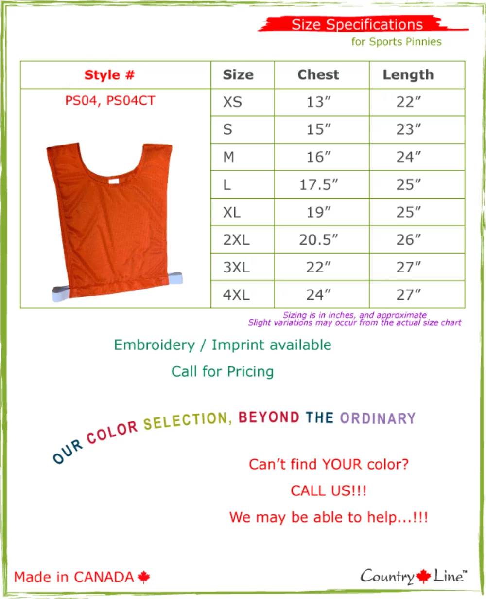 Canadian Made Deluxe Sports Pinnies