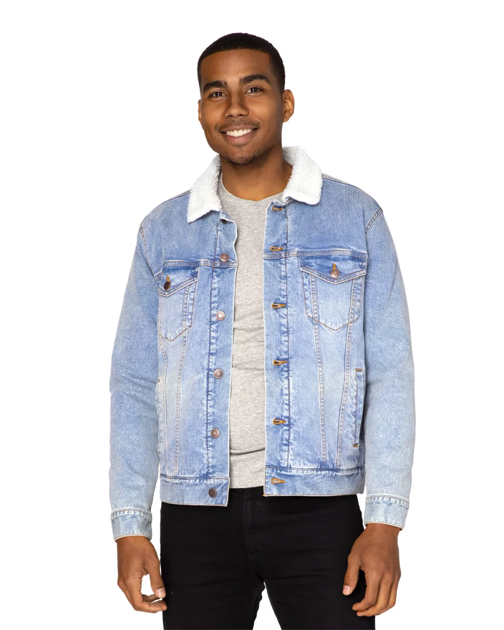 THREADFAST Unisex Sherpa-Lined Denim Jacket