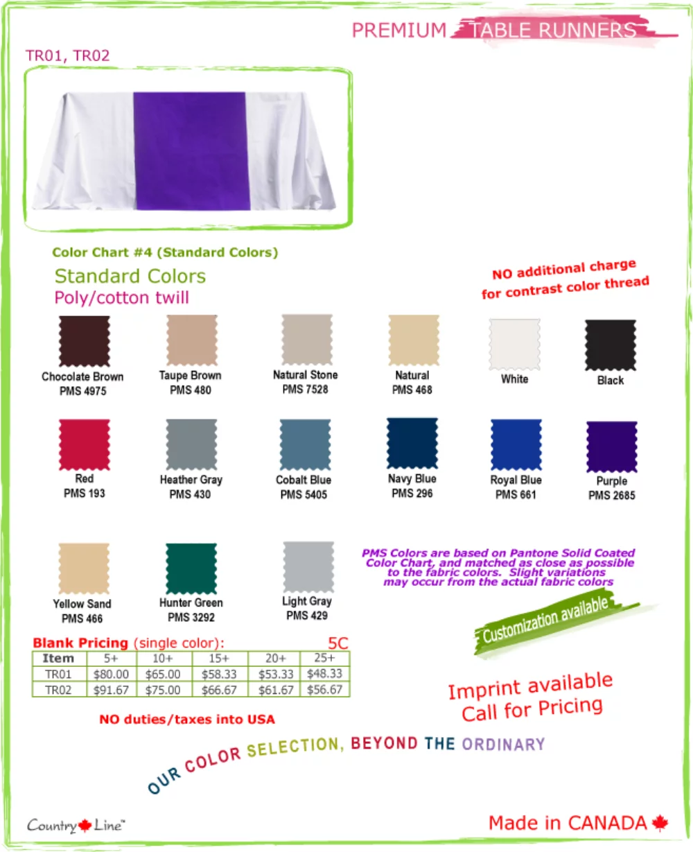 Canadian made Premium Table Runner