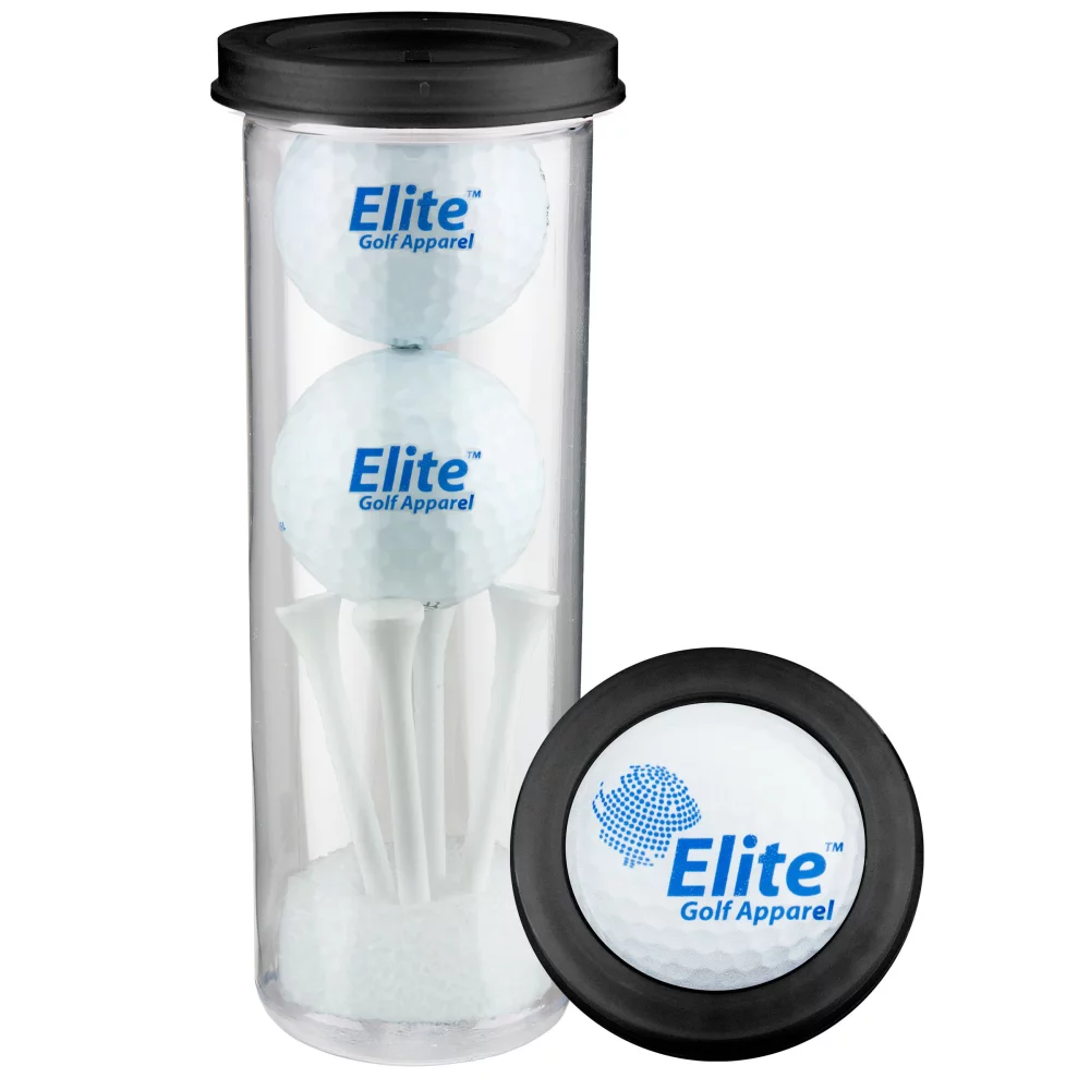 Tube cadeau de golf à deux balles avec impression bombée