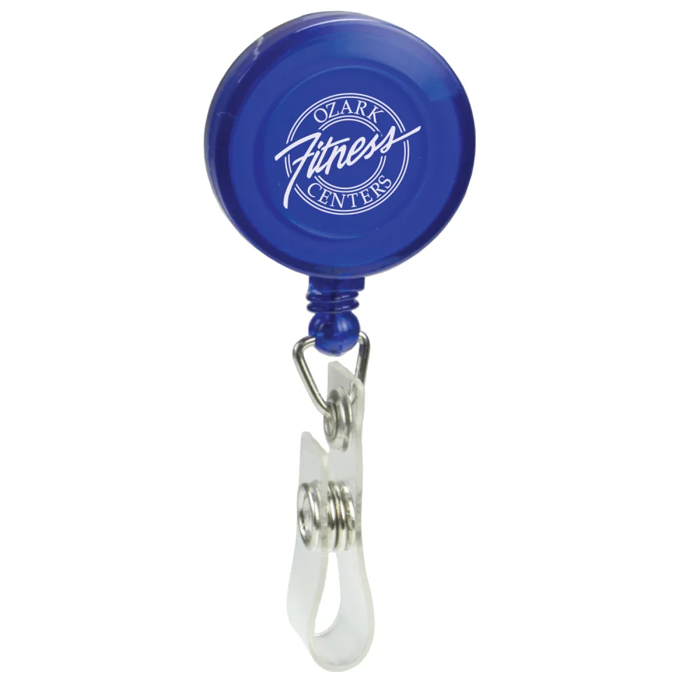 Porte-badge rétractable imprimé par tampographie (rond avec clip alligator)