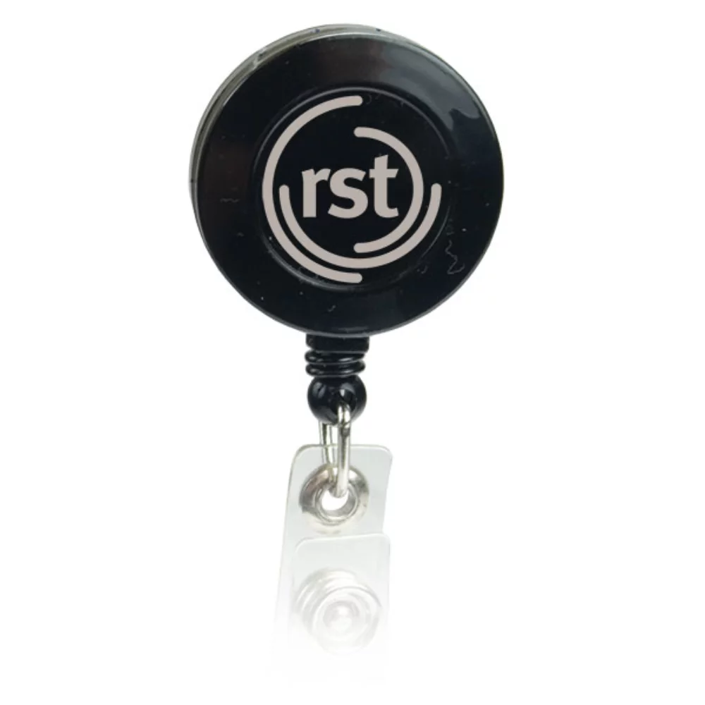Porte-badge rétractable imprimé par tampographie (rond avec clip alligator)