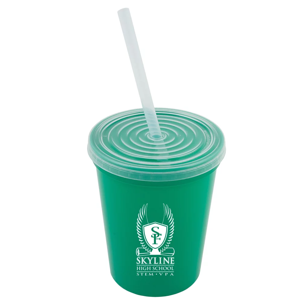 16 Oz. Stadium Cup with Lid and Straw