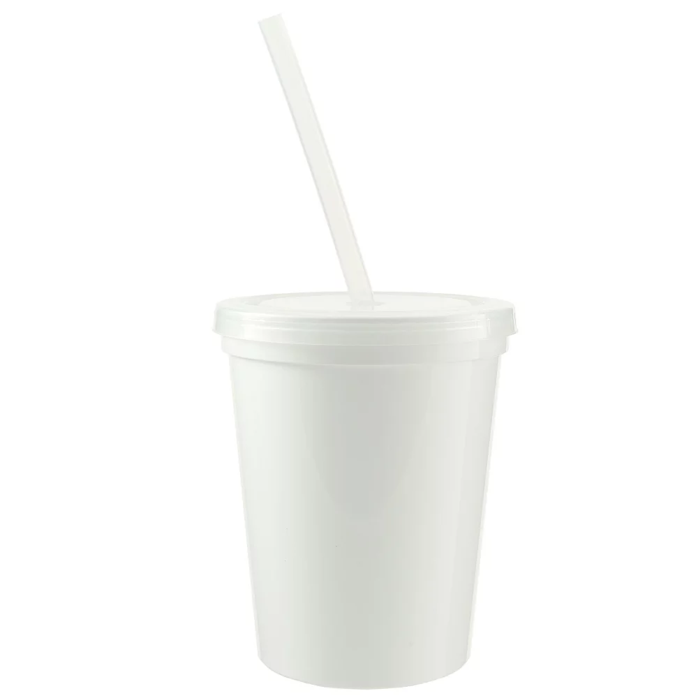 16 Oz. Stadium Cup with Lid and Straw