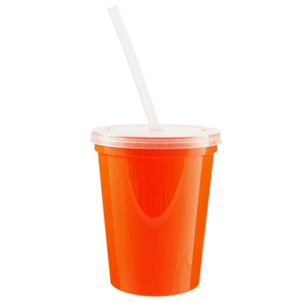 16 Oz. Stadium Cup with Lid and Straw