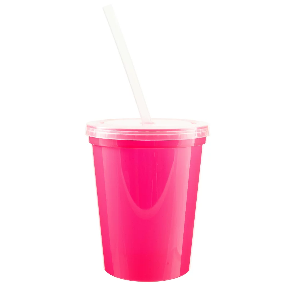16 Oz. Stadium Cup with Lid and Straw