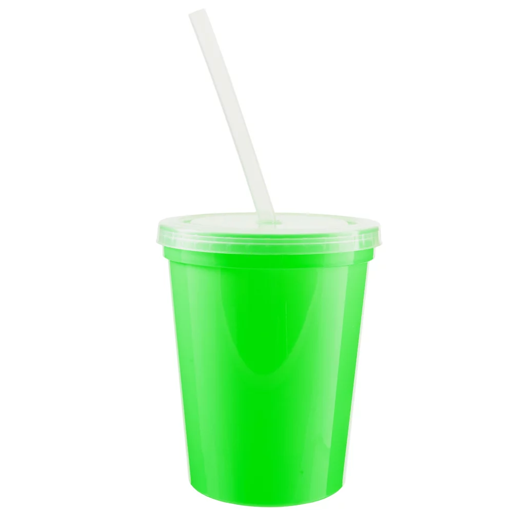 16 Oz. Stadium Cup with Lid and Straw