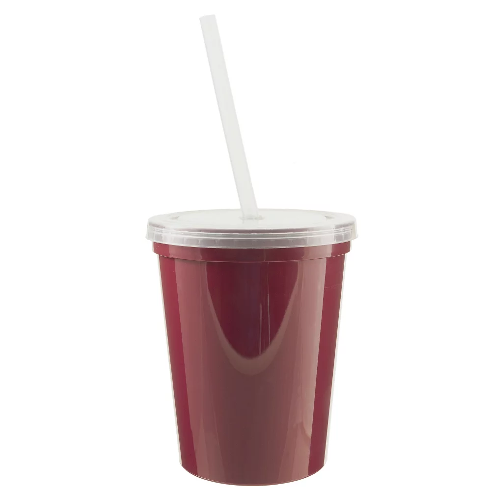 16 Oz. Stadium Cup with Lid and Straw