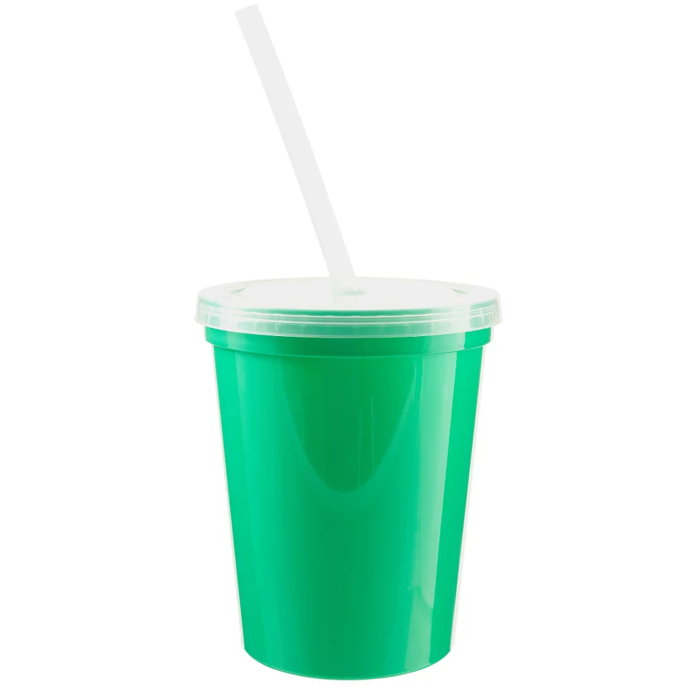 16 Oz. Stadium Cup with Lid and Straw