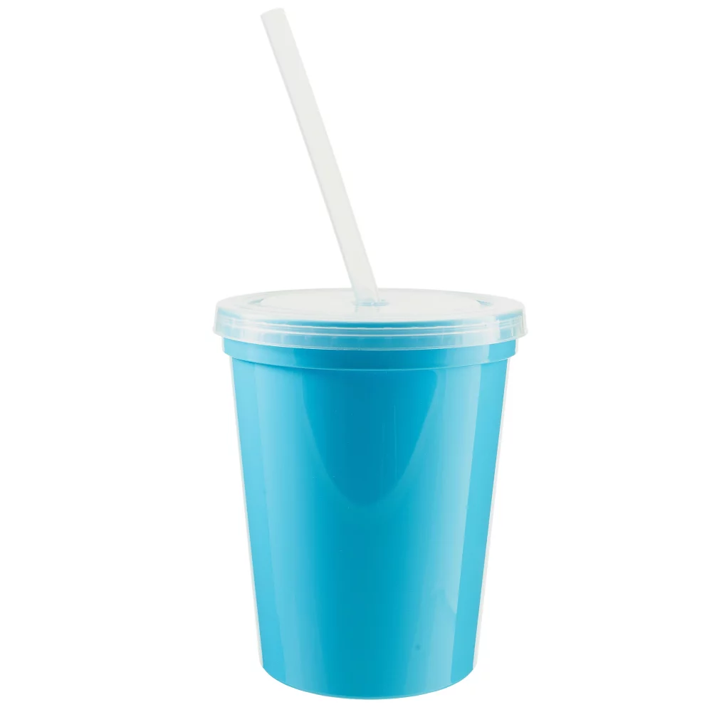 16 Oz. Stadium Cup with Lid and Straw