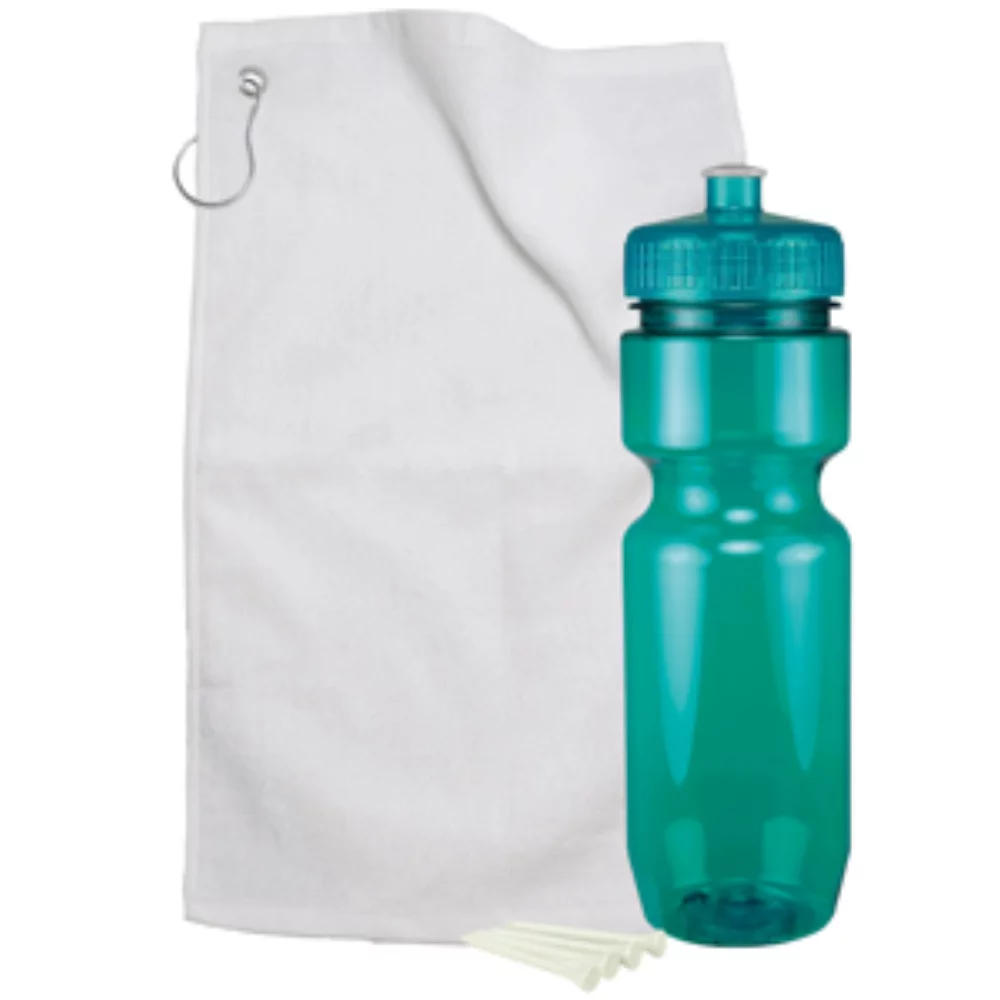 Bike Bottle Gift Set w/ 22 Oz. Bike Bottle/ Divot Tool/ 4 Tees/ Towel