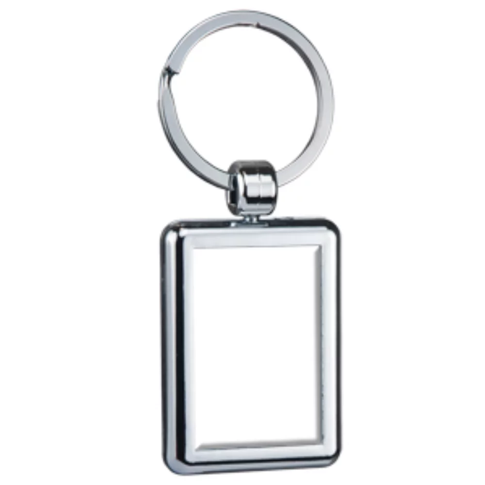 Porte-clés rectangulaire chromé à double face budget