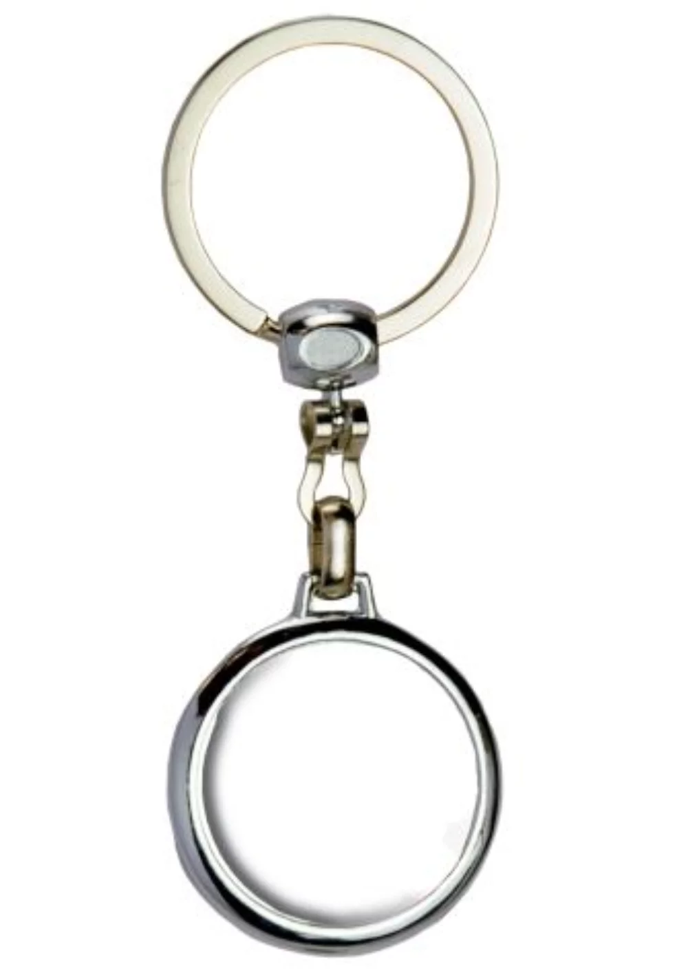 Porte-clés en métal moulé sous pression rond avec dôme.