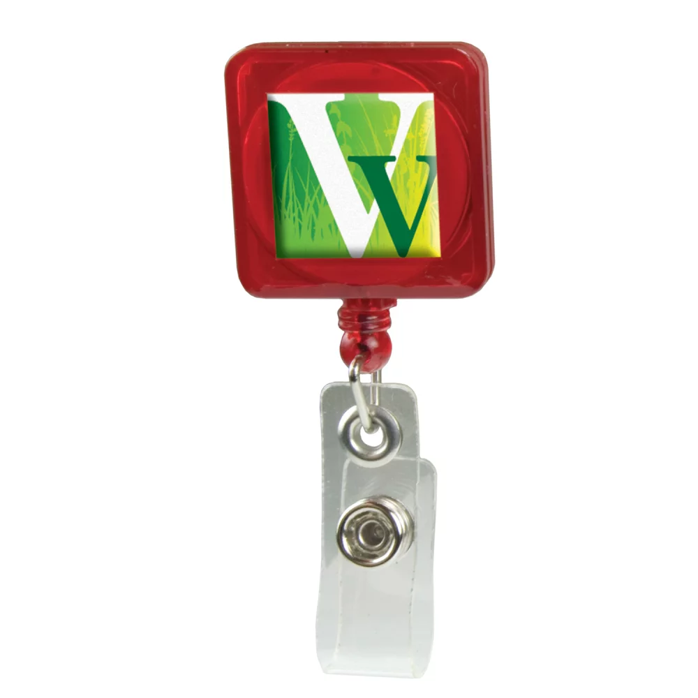 Porte-badge rétractable à dôme (carré avec clip alligator)