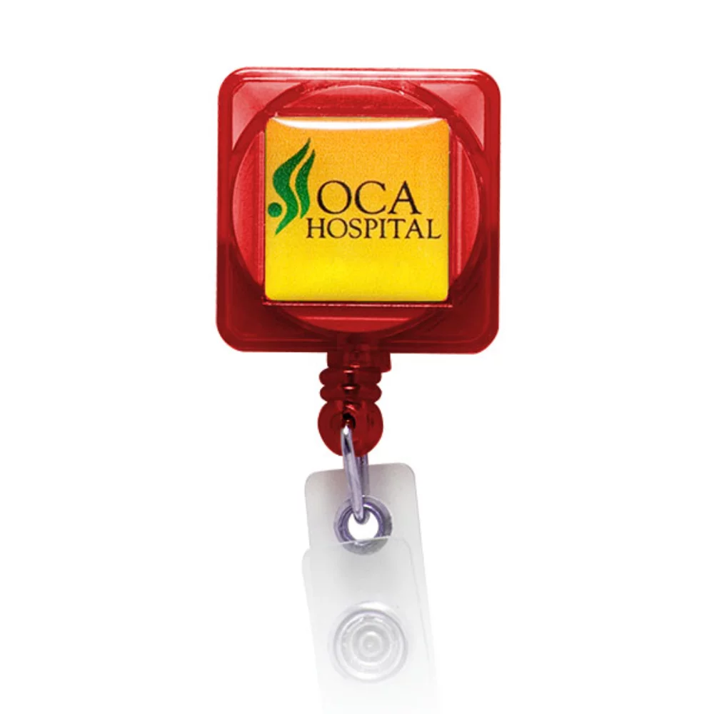 Porte-badge rétractable à dôme (carré avec clip alligator)