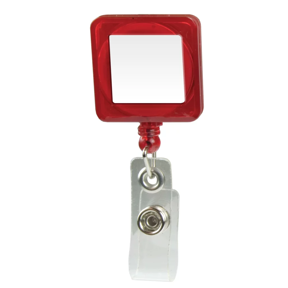 Porte-badge rétractable à dôme (carré avec clip alligator)