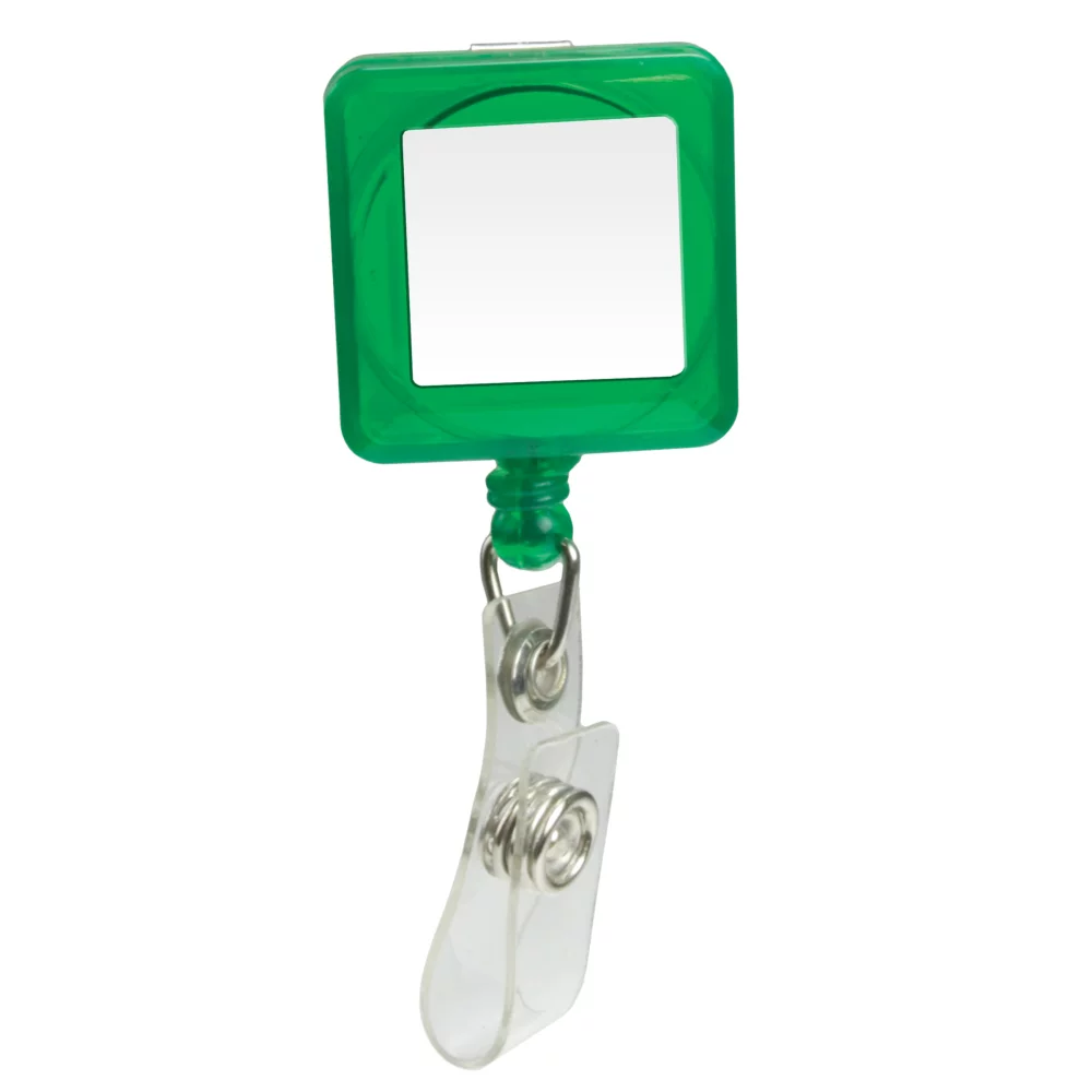 Porte-badge rétractable à dôme (carré avec clip alligator)