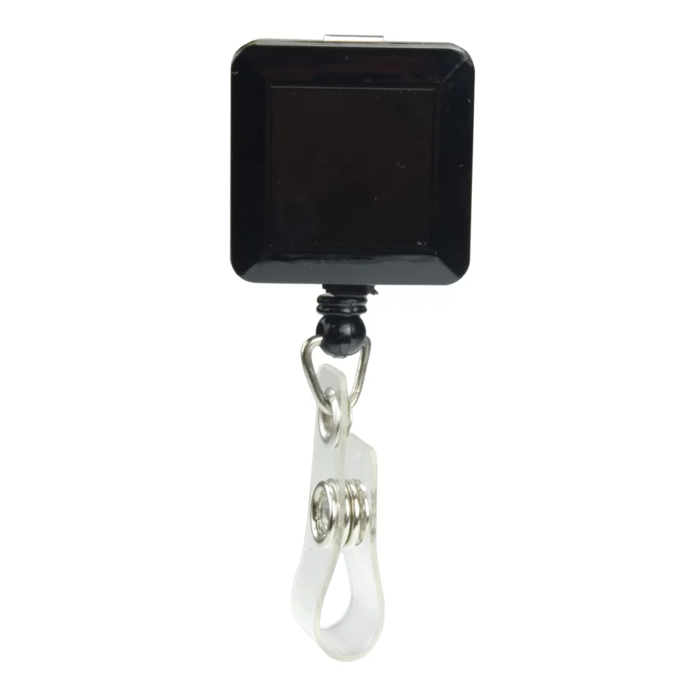 Porte-badge rétractable imprimé par tampographie (carré avec pince crocodile)