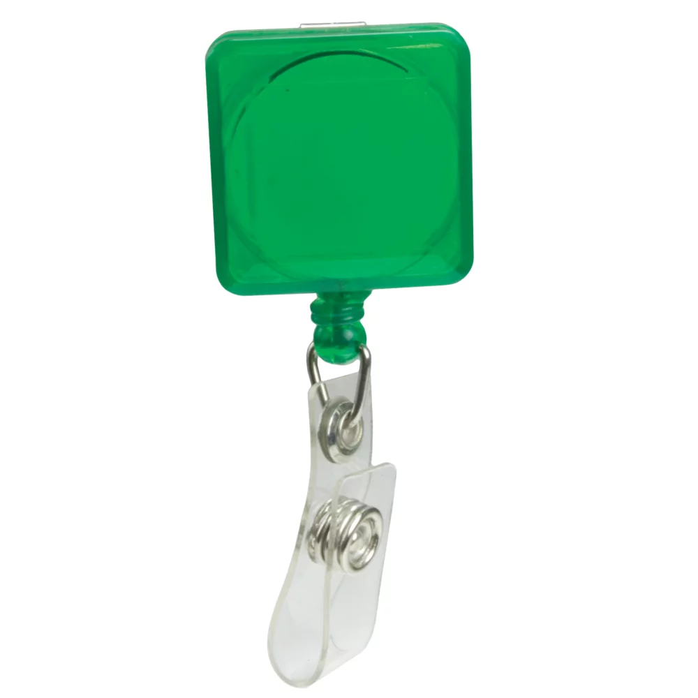 Porte-badge rétractable imprimé par tampographie (carré avec pince crocodile)