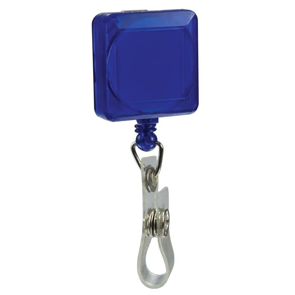 Porte-badge rétractable imprimé par tampographie (carré avec pince crocodile)