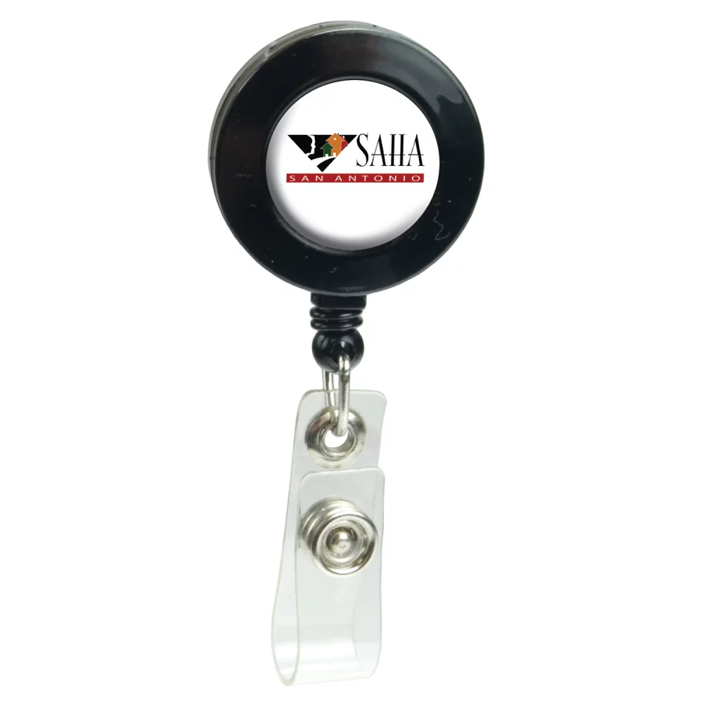 Porte-badge rétractable à dôme (rond avec clip à glissière)
