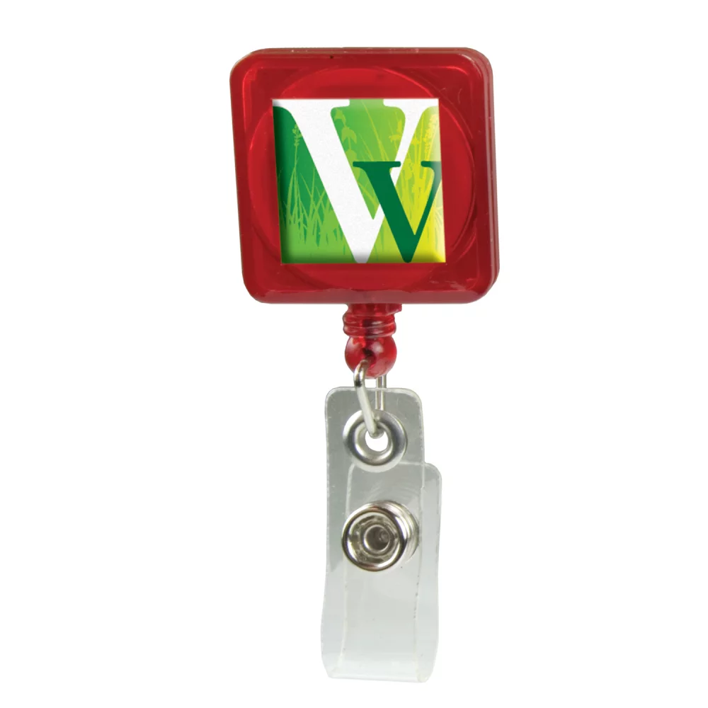 Porte-badge rétractable à dôme (carré avec clip coulissant)