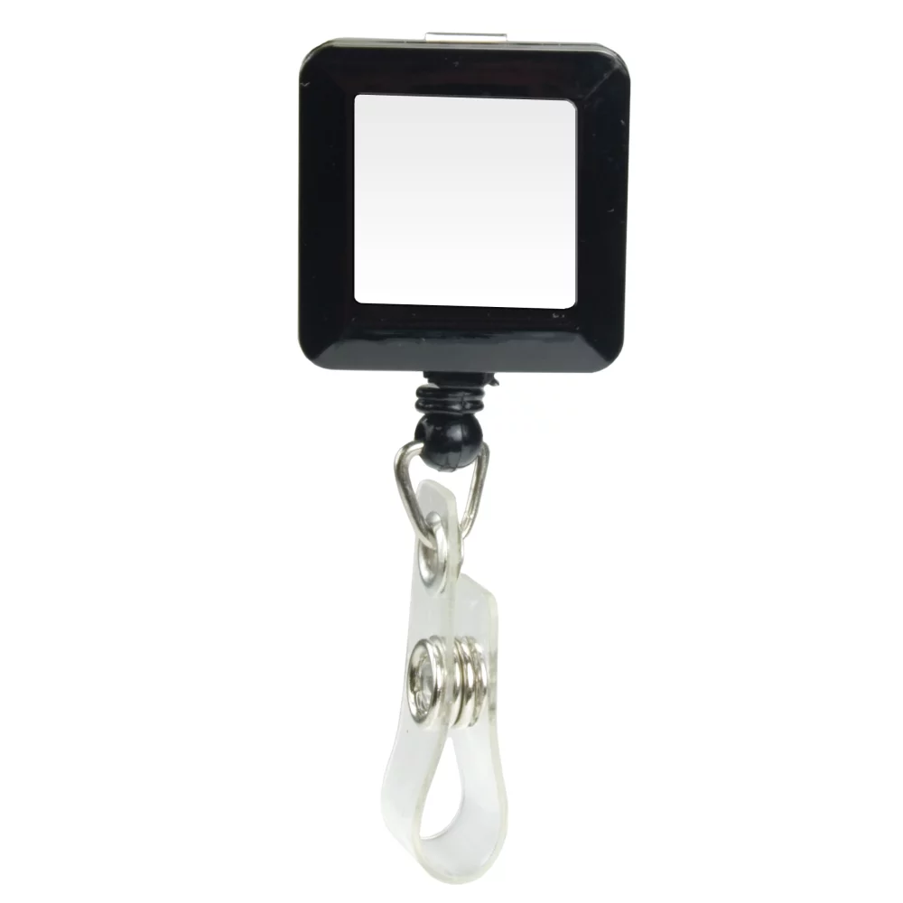 Porte-badge rétractable à dôme (carré avec clip coulissant)