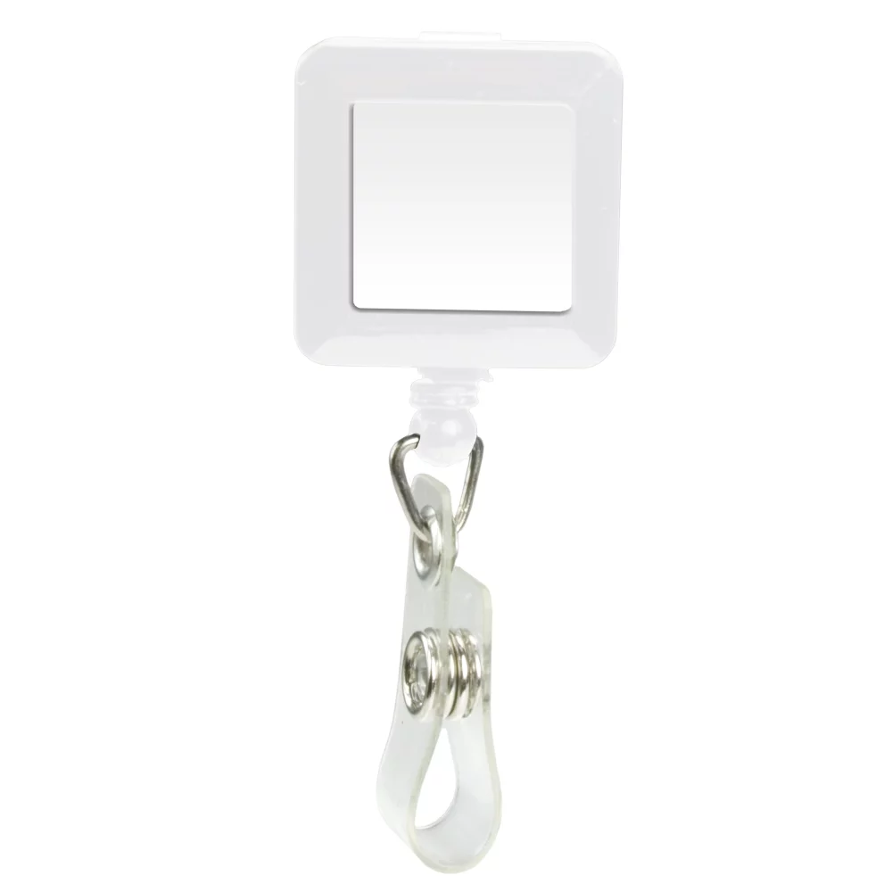 Porte-badge rétractable à dôme (carré avec clip coulissant)