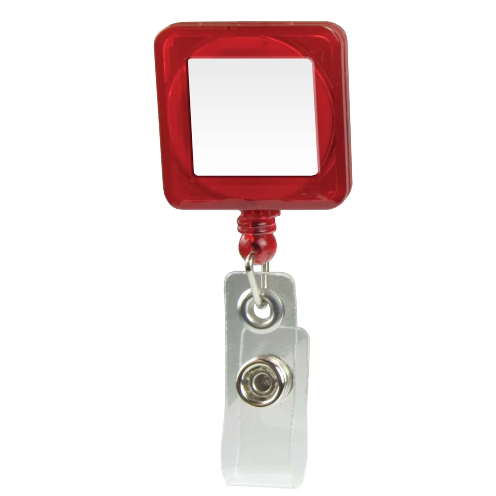 Porte-badge rétractable à dôme (carré avec clip coulissant)