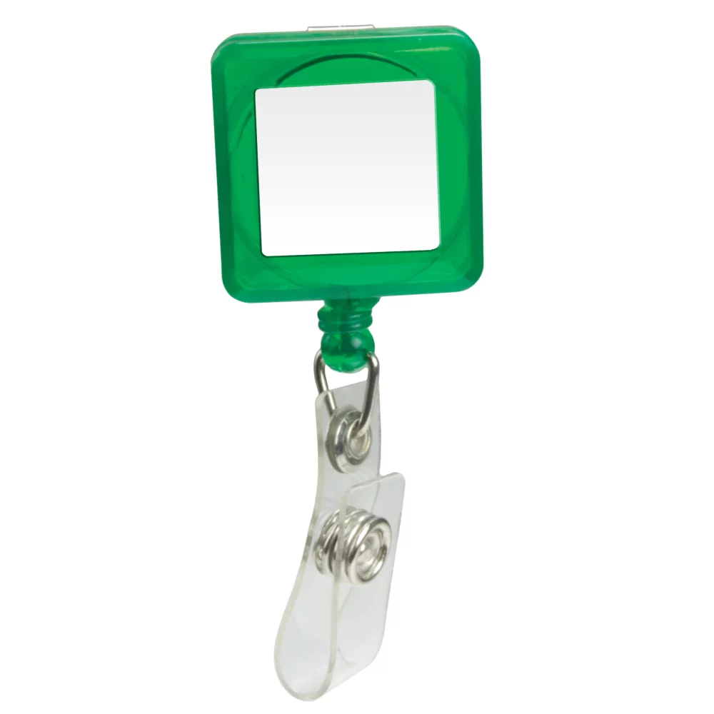 Domed Retractable Badge Holder (Square w/ Slip on Clip)