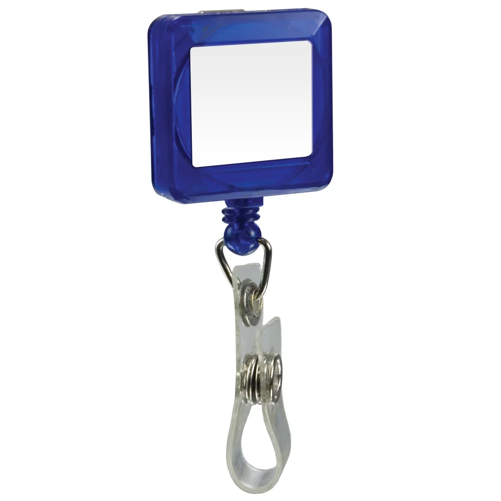 Porte-badge rétractable à dôme (carré avec clip coulissant)