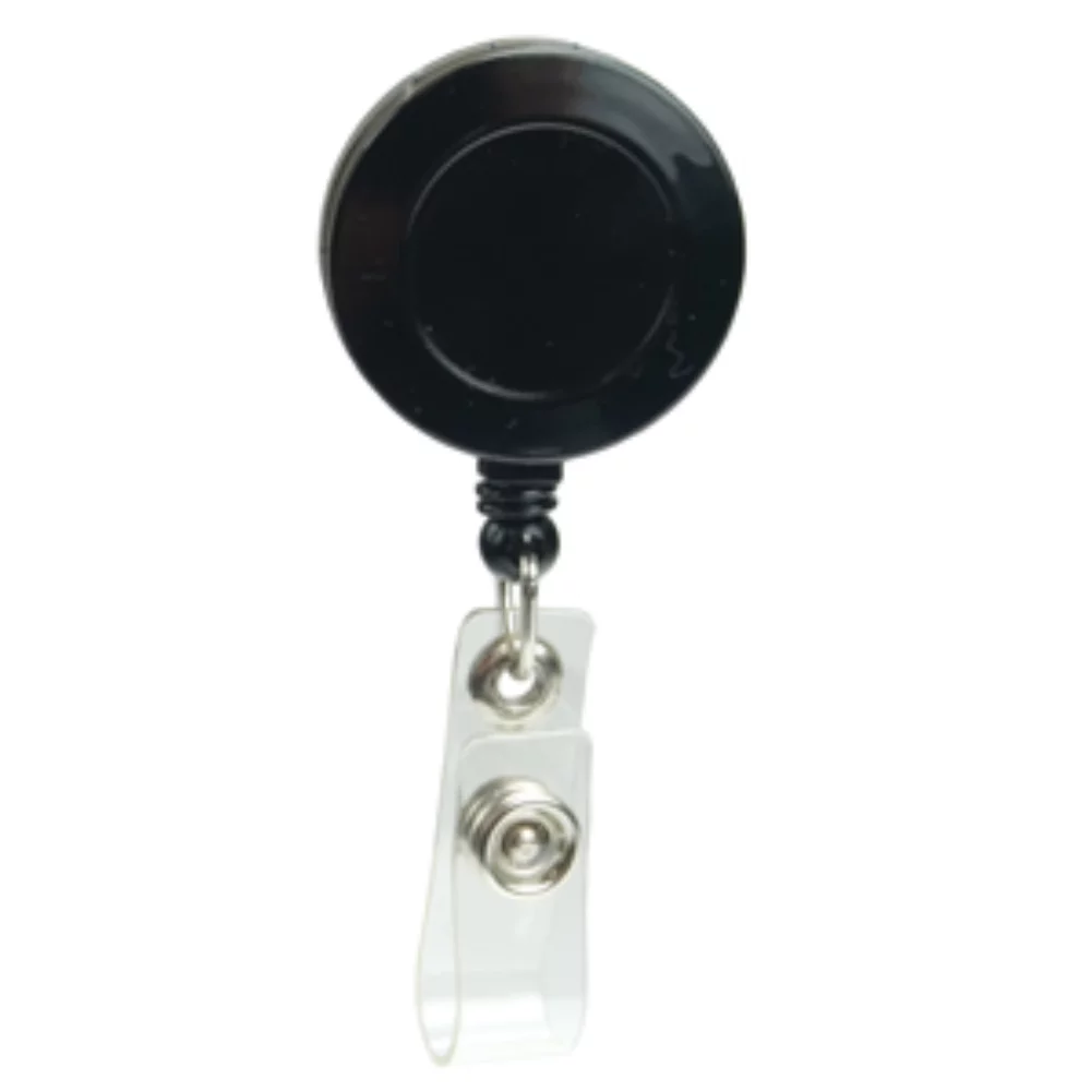 Pad Printed Retractable Badge Holder (Round w/ Slip on Clip)