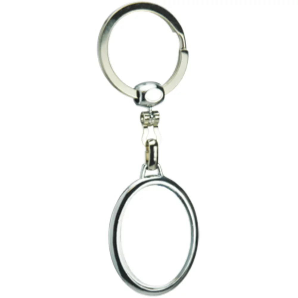 Porte-clés ovale en métal moulé sous pression avec dôme.