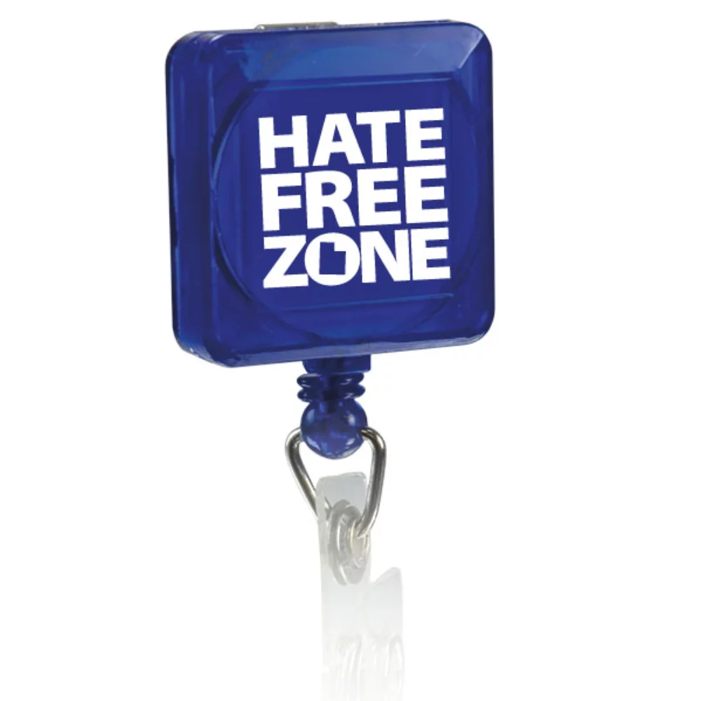Pad Printed Retractable Badge Holder (Square w/ Slip on Clip)