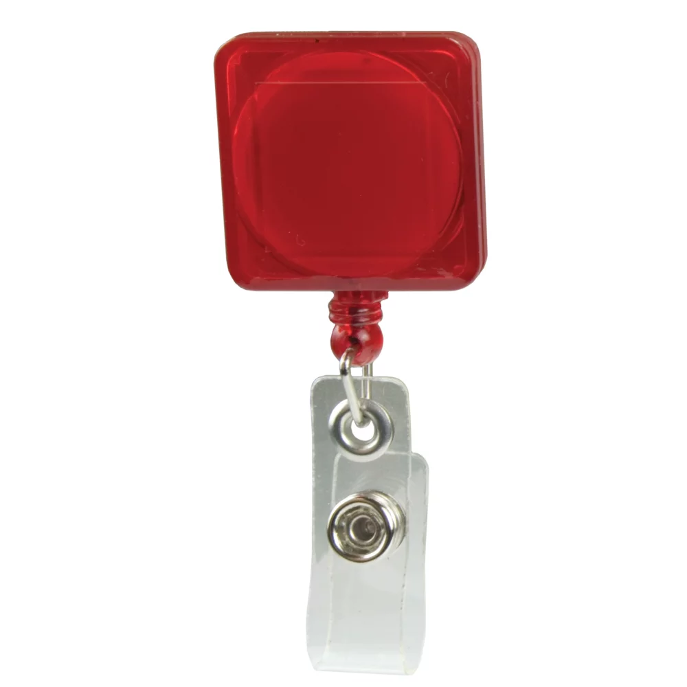 Porte-badge rétractable imprimé par tampographie (carré avec clip à glissière)