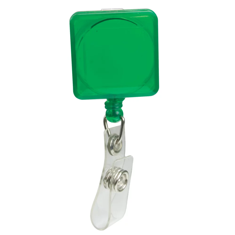 Pad Printed Retractable Badge Holder (Square w/ Slip on Clip)